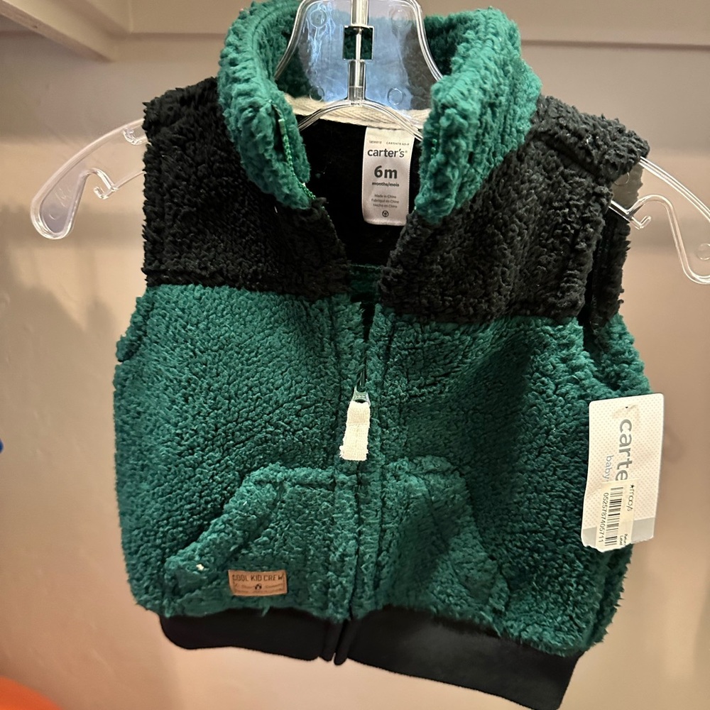 NWT new with tags Carters Sherpa vest forest green